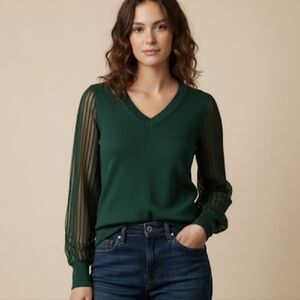 RW&CO. Green V-Neck Sweater
